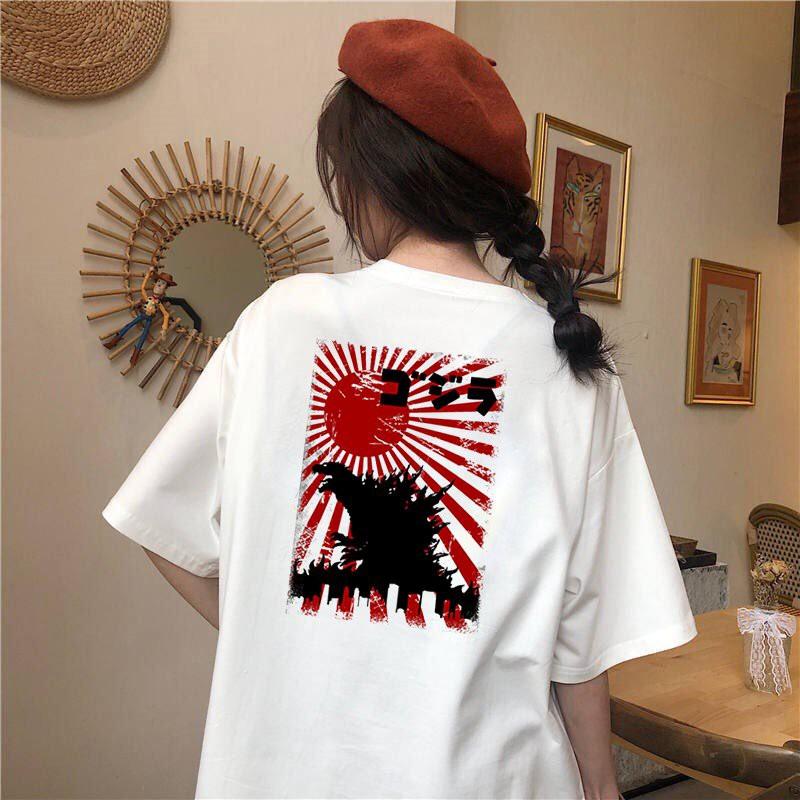 Áo thun tay lỡ form rộng họa tiết phong cách Nhật Bản vải dày mịn 2020T2445