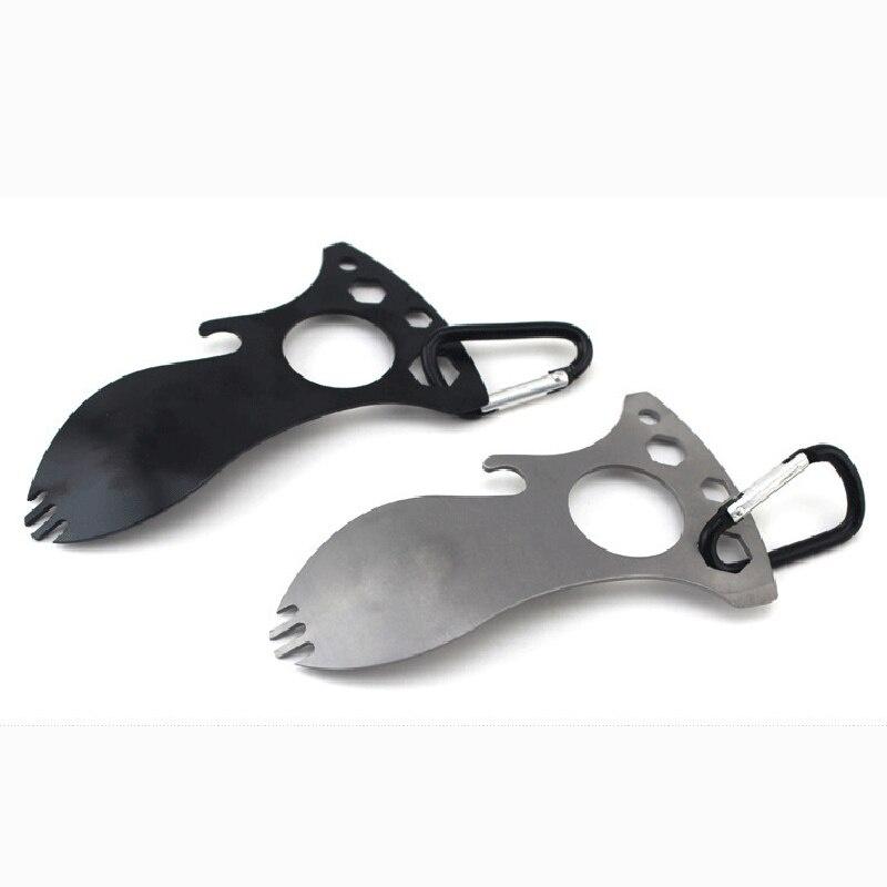 Camping Fork Spoon bottle opener Multi-function Stainless Steel Cutlery Spoon Fork Outdoor Cooking Camping Equipment