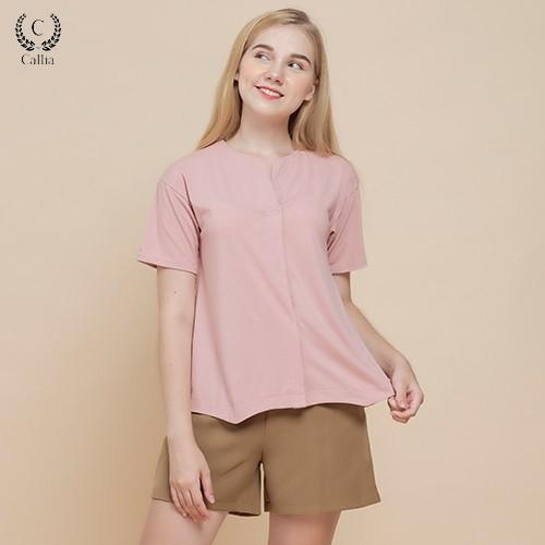 Áo thun nữ Callia cổ v đắp Hami