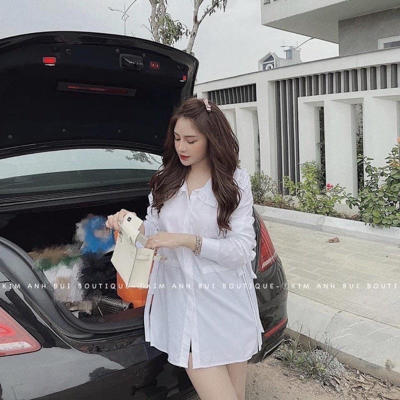 ️Áo sơ mi dáng dài nơ eo cho nữ️