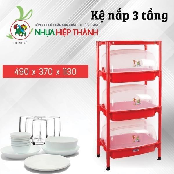 Kệ Chén Dĩa 03 Tầng Có Nắp Đậy 03 Tầng Hiệp Thành 360-3 HI - GIAO MÀU NGẨU NHIÊN