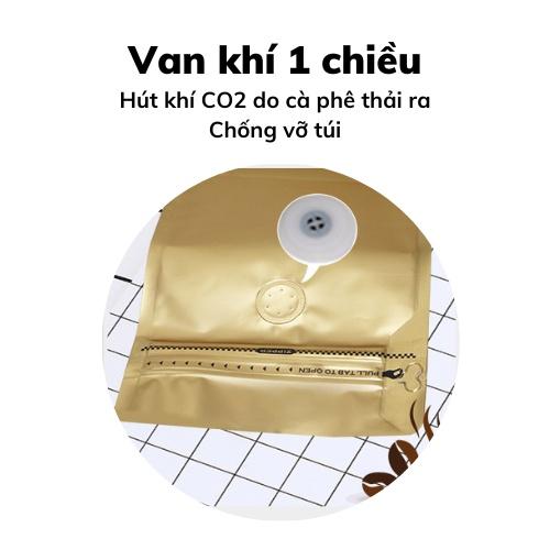 Túi giấy kraft có van 1 chiều túi 4 cạnh có zip gói hàng đựng thực phẩm bao bì đựng cà phê giúp tái dùng lần