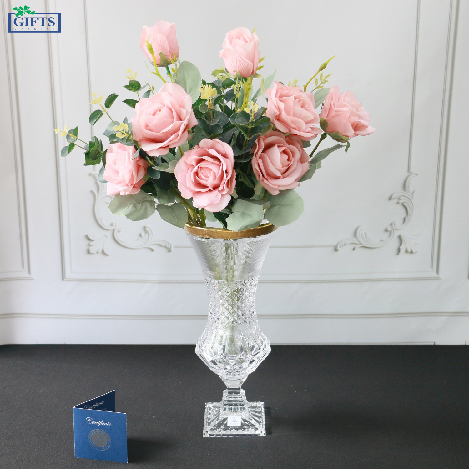 Bình cắm Hoa Pha lê Mạ vàng Rococo Arnstadt cao 34cm