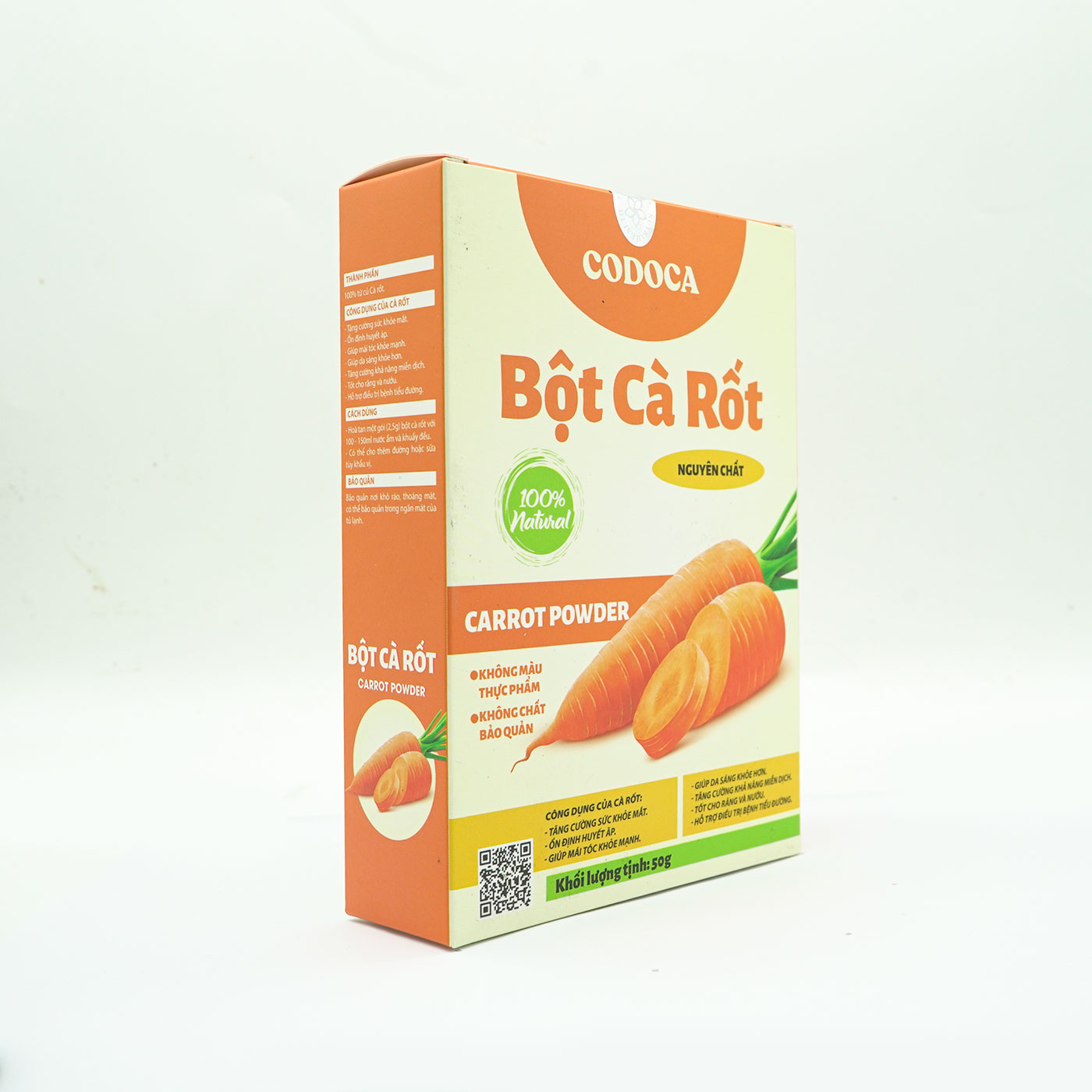 Bột Cà rốt Codoca Nguyên Chất sấy lạnh (50g)