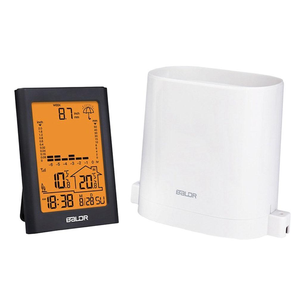 Rain Gauge Rainfall History Weather Station Gauge Rainfall for in/Outdoor Black