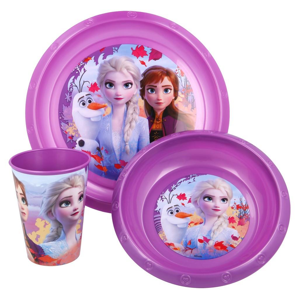 Combo SieuKid Bát, Đĩa, Cốc Và Hộp Cơm Kèm Thìa Nĩa Frozen II Chính Hãng