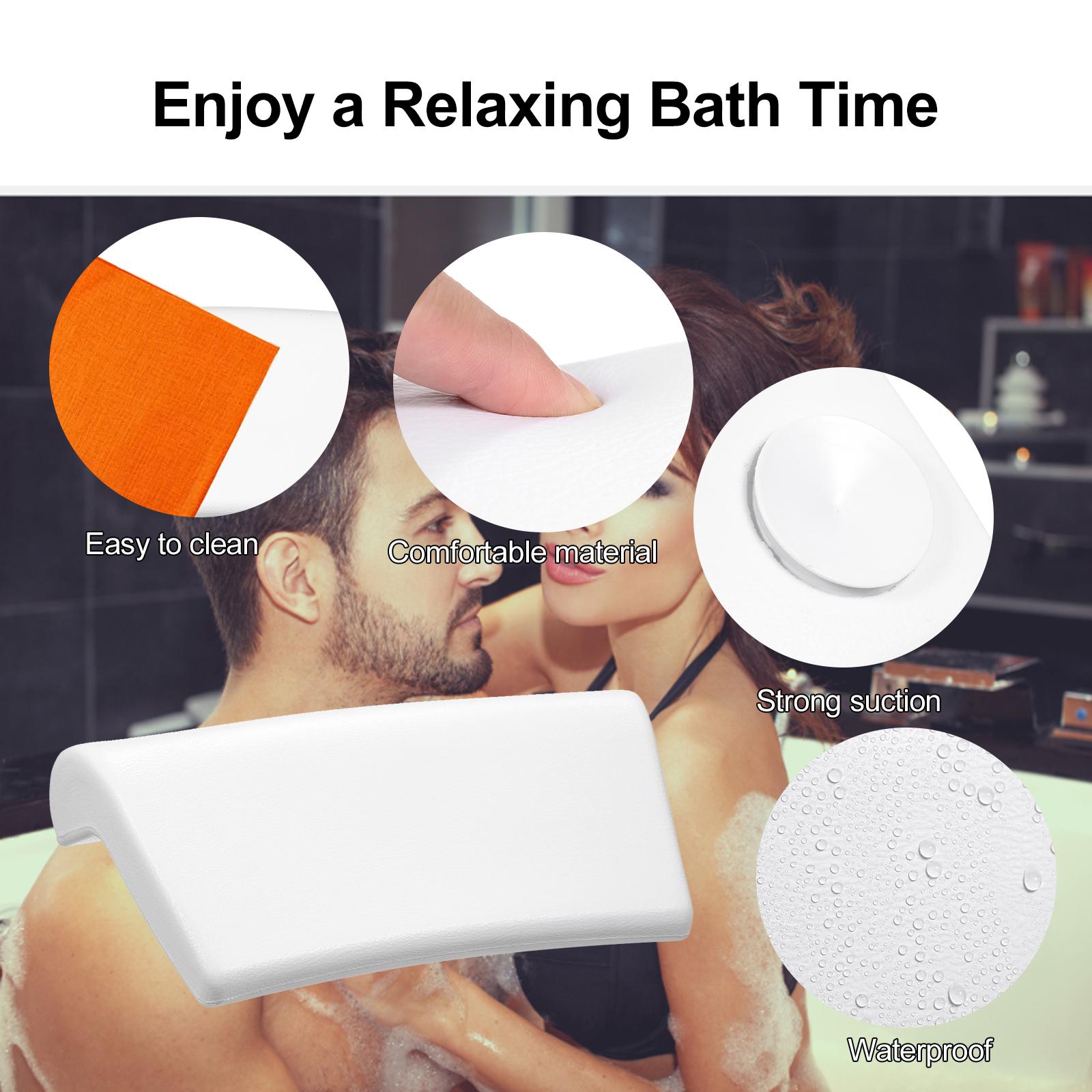 Soft Bath Pillow Waterproof Bathtub Pillows Headrest Non-slip SPA Bathroom Supplies White