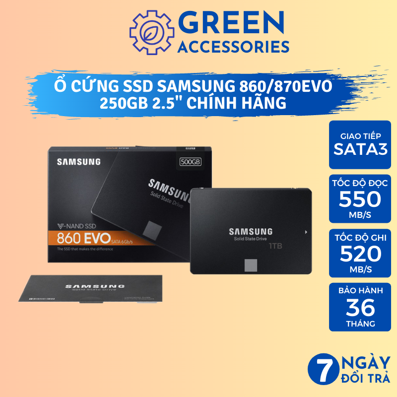 Ổ cứng SSD SamSung 250GB 860/870 EVO Sata3 Kích thước 2.5inch - Hàng Chính Hãng