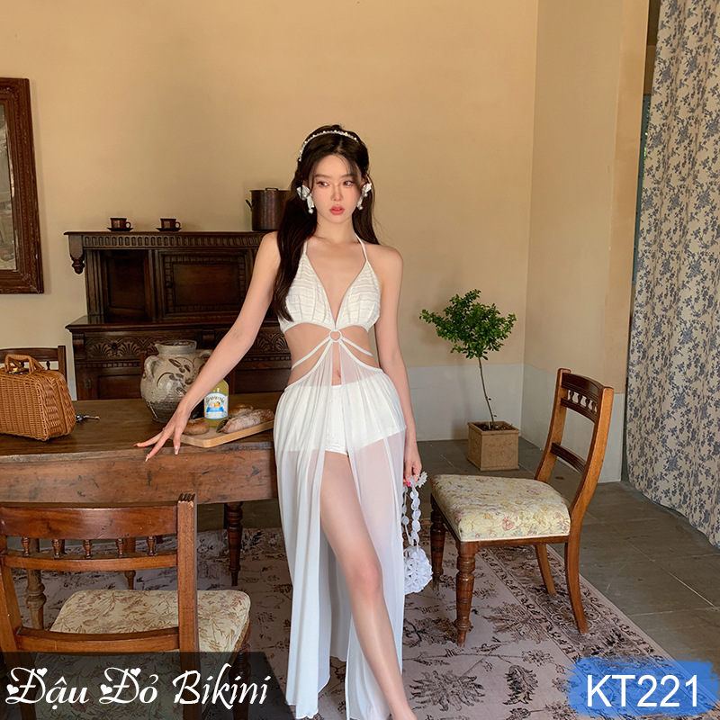 Set bikini 3 chi tiết nữ sexy quyến rũ, bộ bơi 2 mảnh kèm khăn choàng, thiết kế trẻ trung gợi cảm, mẫu cao cấp | KT221