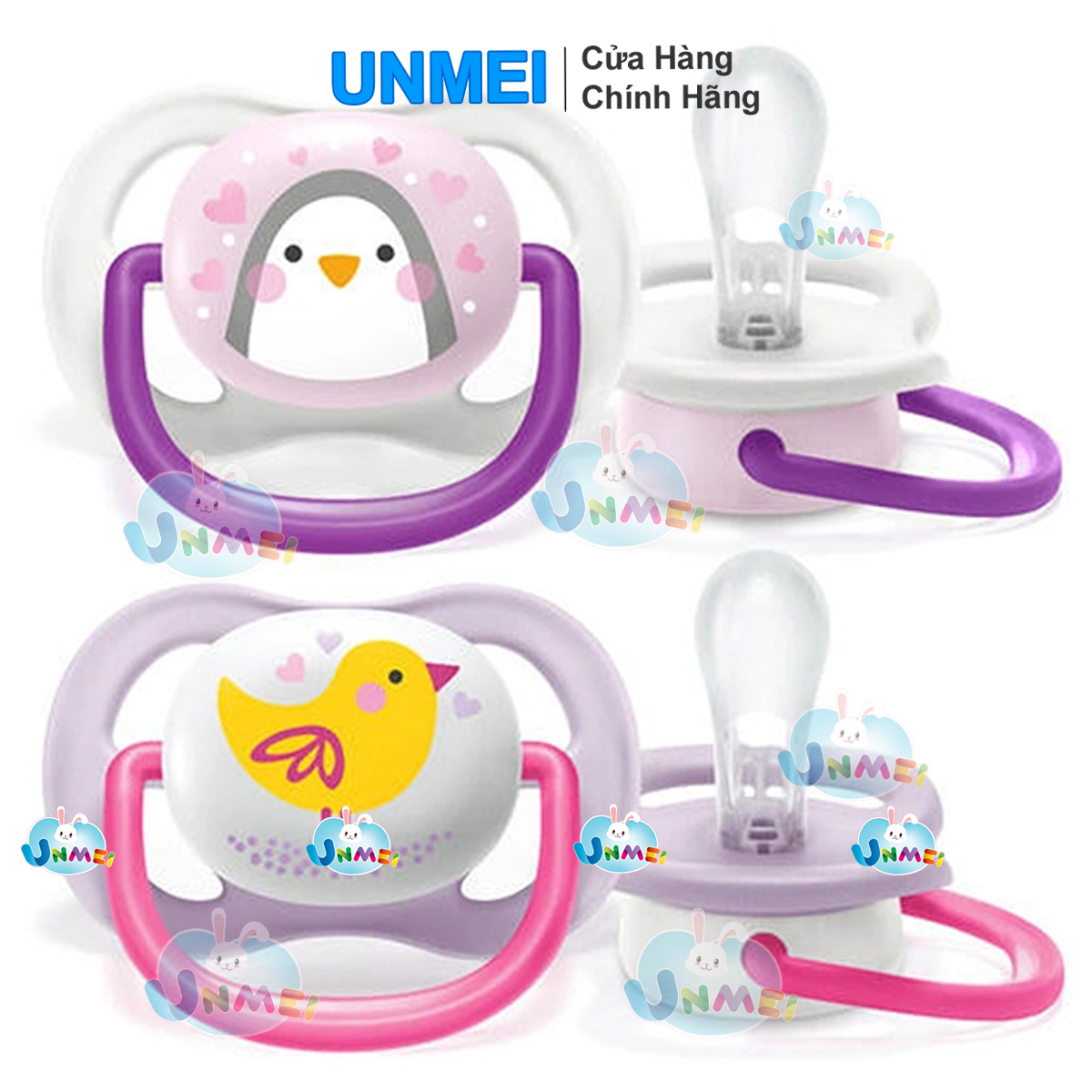 Ti ngậm thông khí Philips Avent Ultra Air, ti giả cho bé 0-18 tháng, vỉ đôi kèm hộp khử trùng tiện lợi