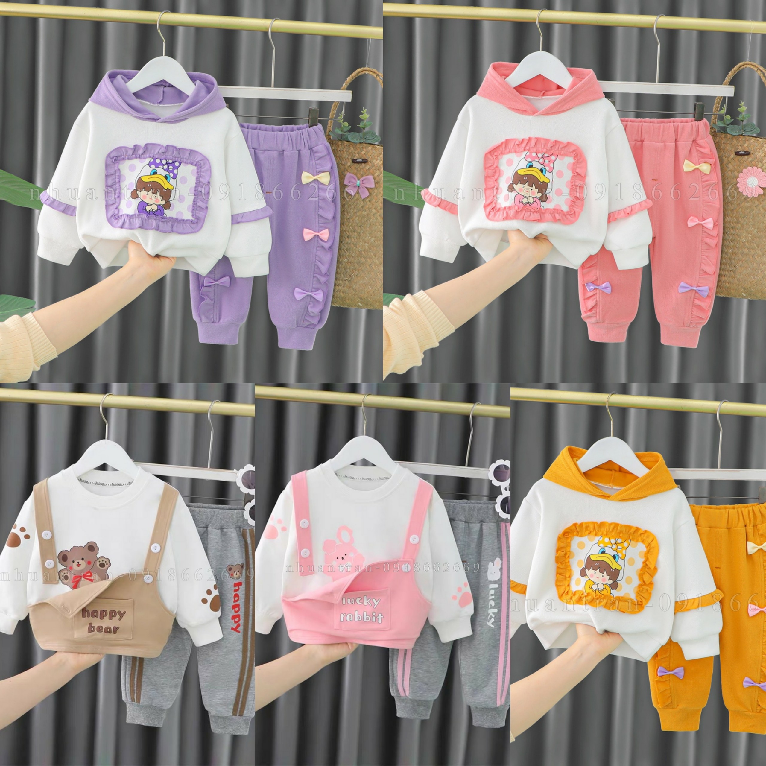 Bộ dài tay da cá bé gái hàng đẹp chuẩn size 3-17kg