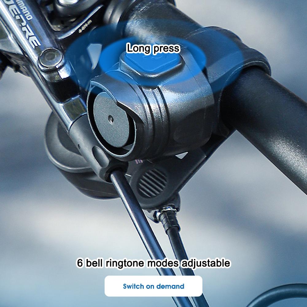 WEST BIKING Bicycle Electric Bell 80dB Electric Bike Horn Bicycle Handlebar Bell Bike Loud Alarm Bell Cycling Safety Accessory USB Rechargeable Bike Horn