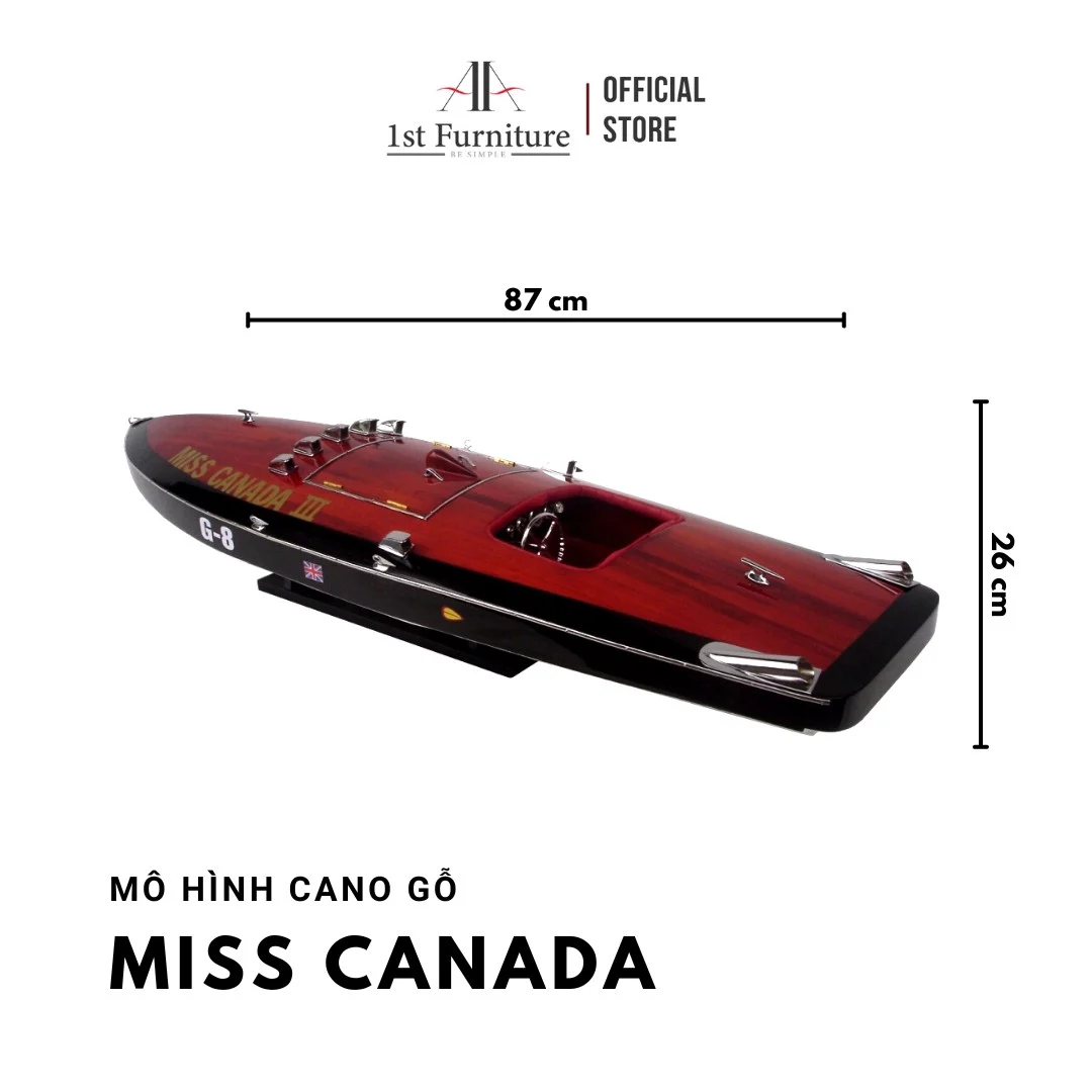 Mô hình cano MISS CANADA cao cấp, mô hình gỗ tự nhiên, làm quà tặng sang trọng 1st FURNITURE