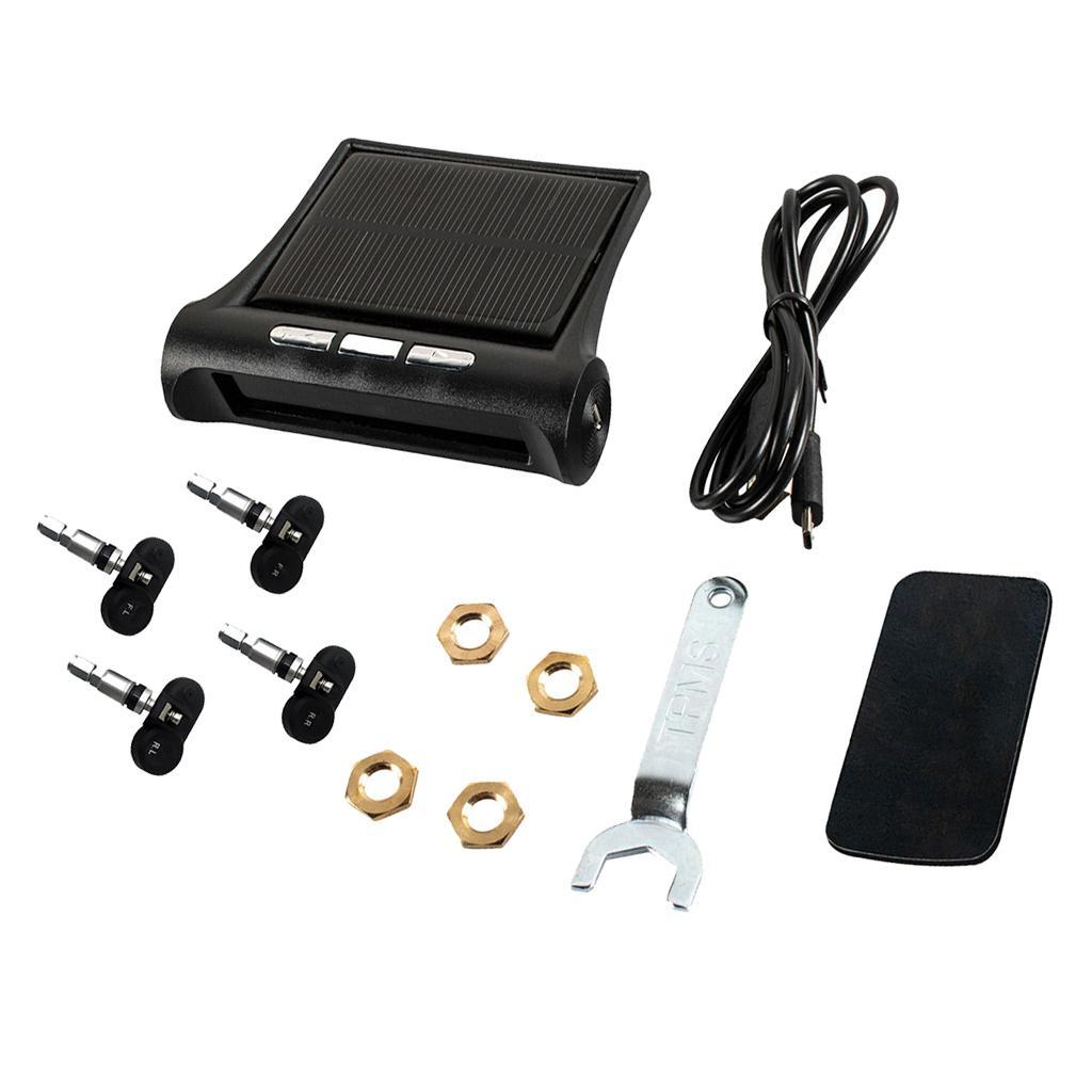 Solar Tyre Tire Pressure Monitoring System Gauge + 4 Internal Sensor