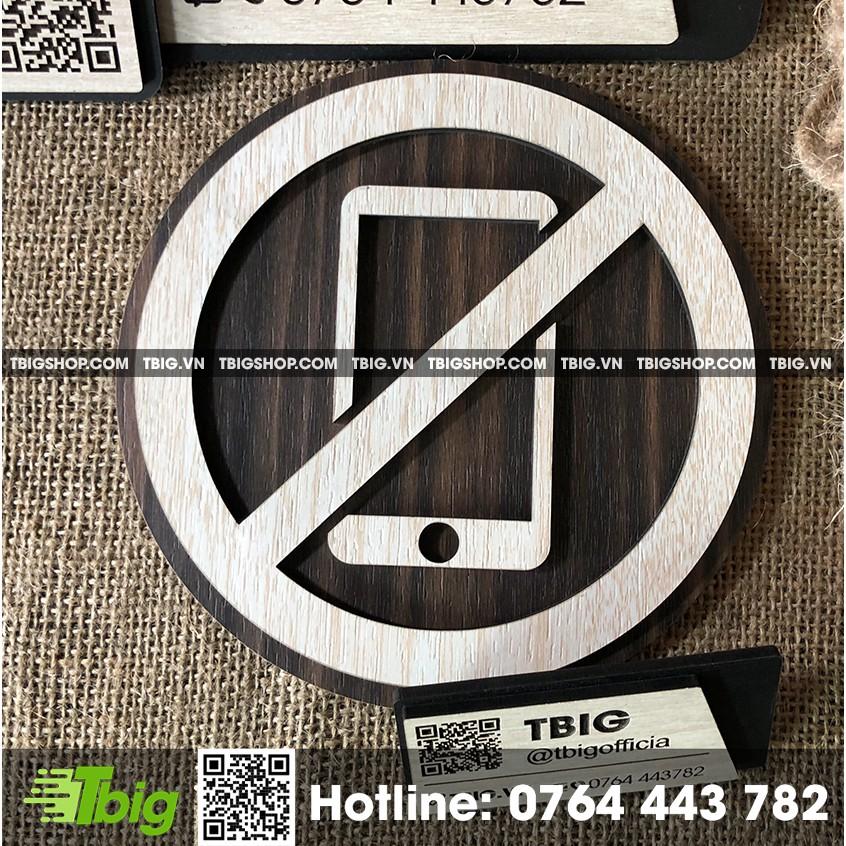Bảng cấm sử dụng điện thoại di động cắt LASER bằng gỗ mặt veneer