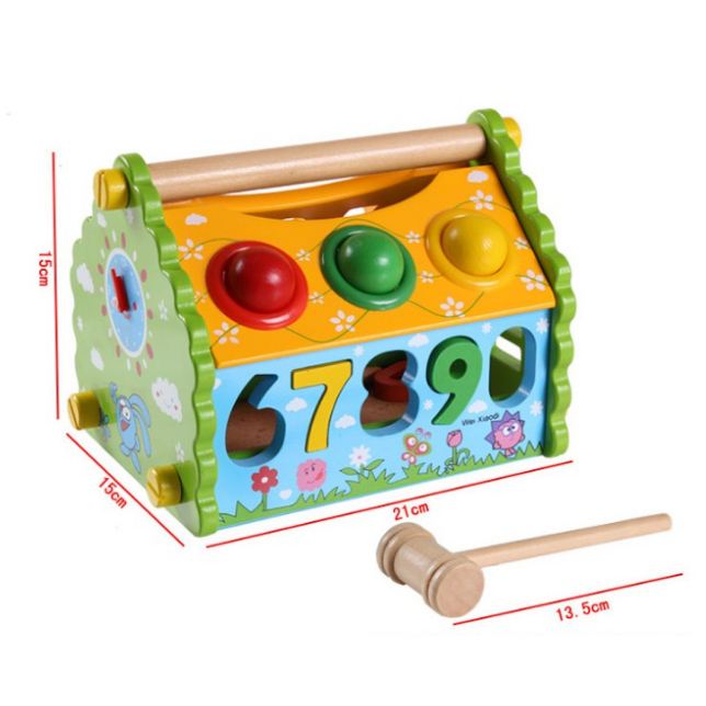 Bộ đồ chơi lắp ráp ngôi nhà đập bóng 3in1, đồ chơi học số, đập bóng và dụng cụ lắp ráp cho bé