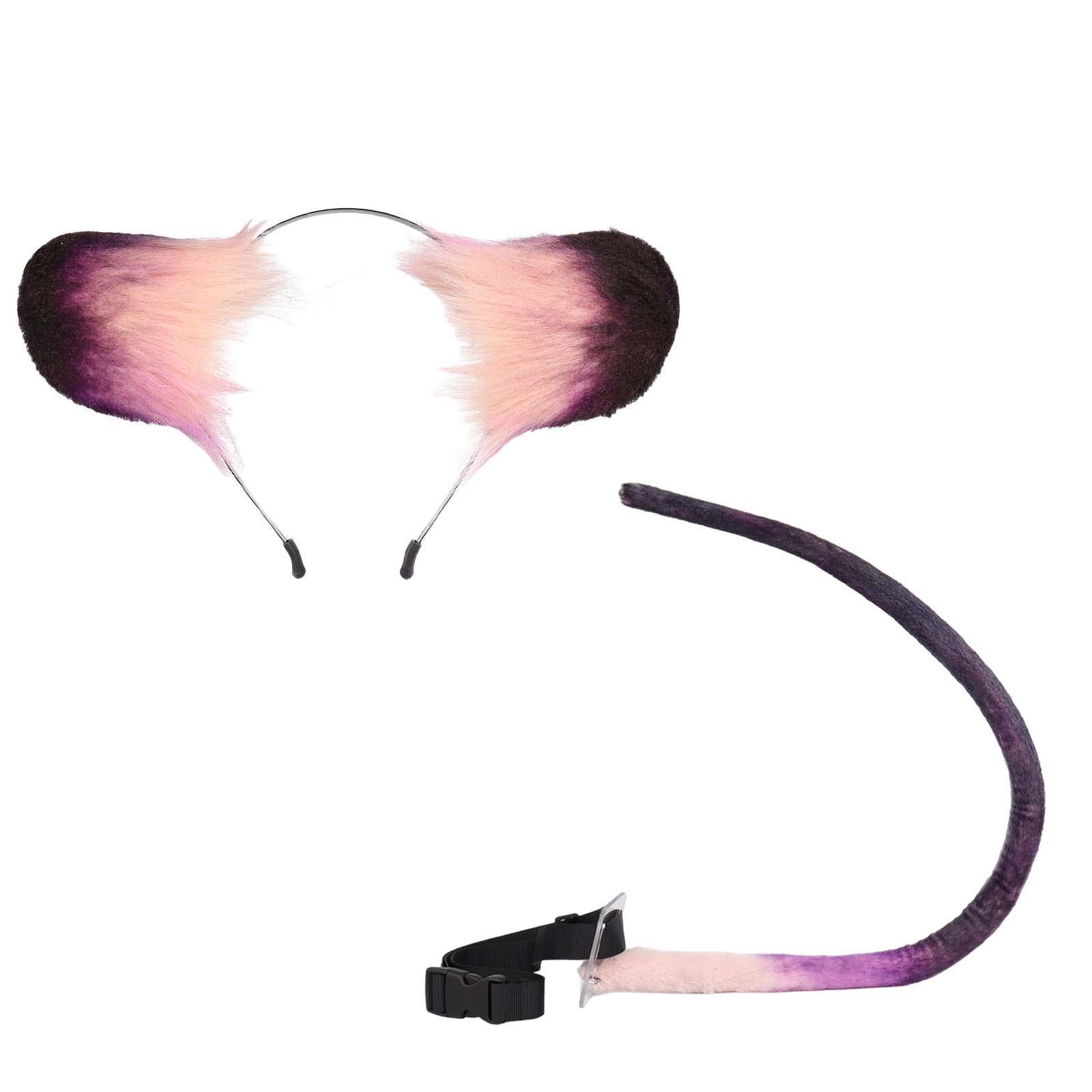 Animals Ear Hair Hoop Cats Costume Accessories Set Cosplay Headwear Dress up Ears and Tail Set for Kids Adults Carnival Role Play Halloween