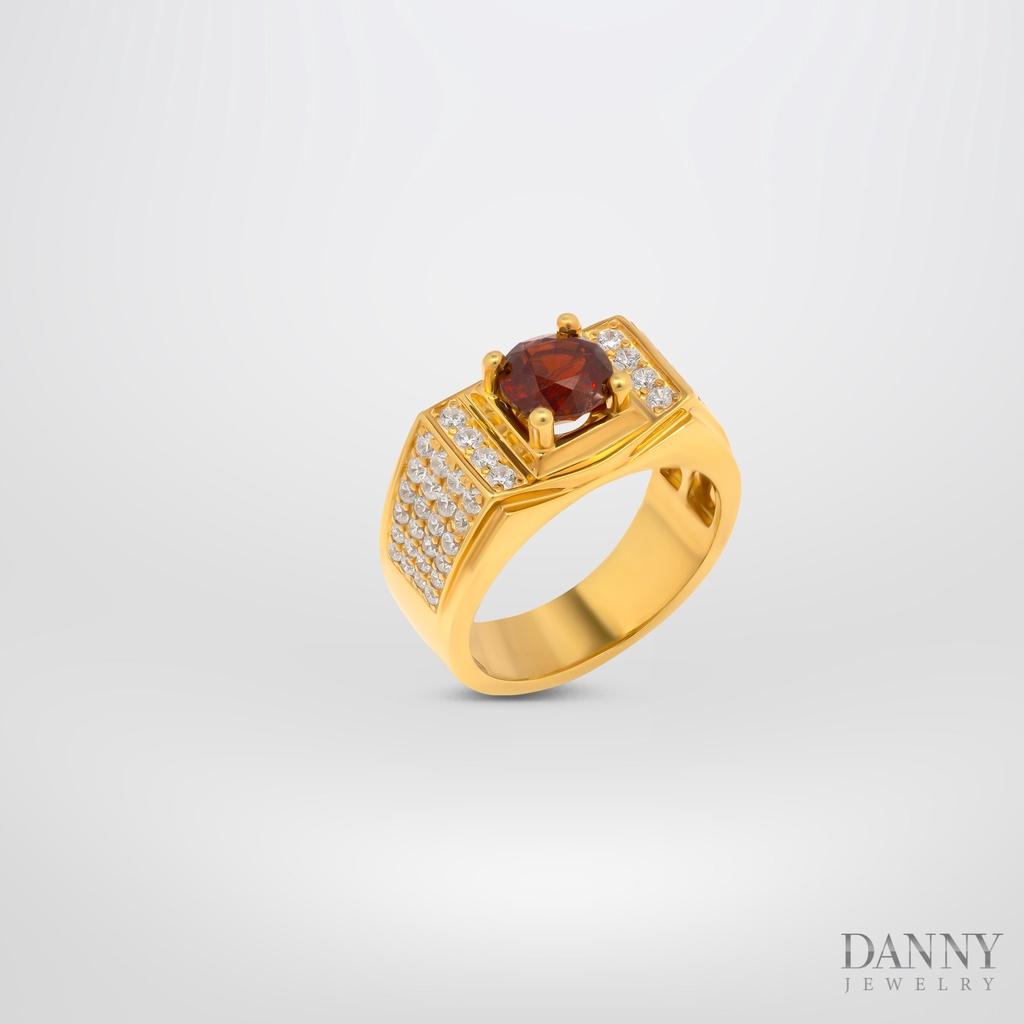 Nhẫn Nam Danny Jewelry Bạc 925 Đính đá Garnet/CZ xi Rhodium/Vàng 18k N0072