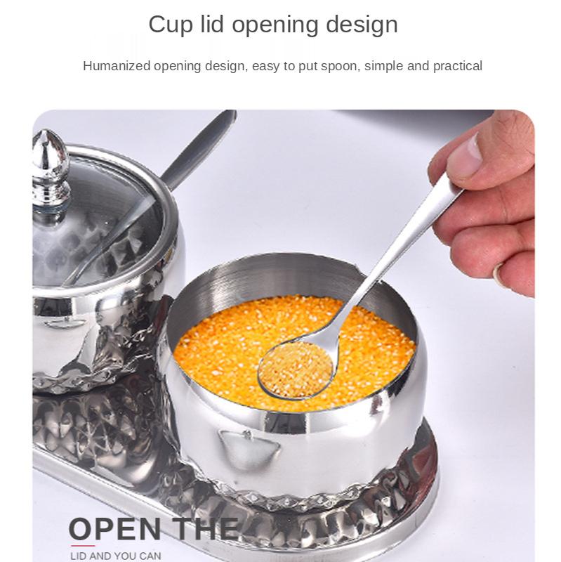 Đồng Hồ Nam Dây Thép Không Gỉ Gia Vị Bình Châu Âu Gia Vị Hộp Thìa Nắp Kính Gia Vị Bộ Bình Vật Dụng Nhà Bếp