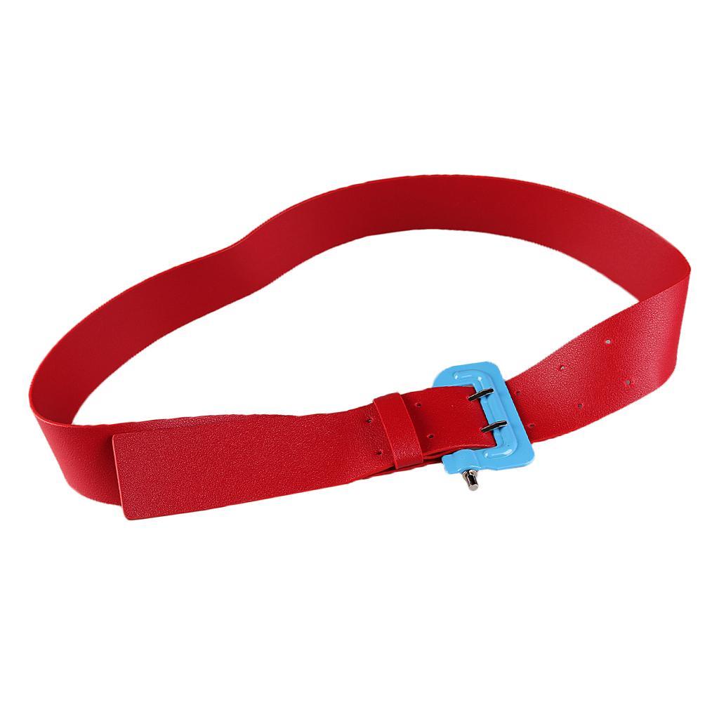 Womens Girls PU Leather Skinny Buckle Thin Elastic Stretch Waist Belt Waistband
