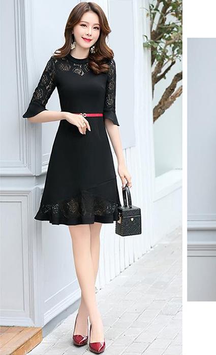 Đầm Công Sở Phối Ren Thời Trang