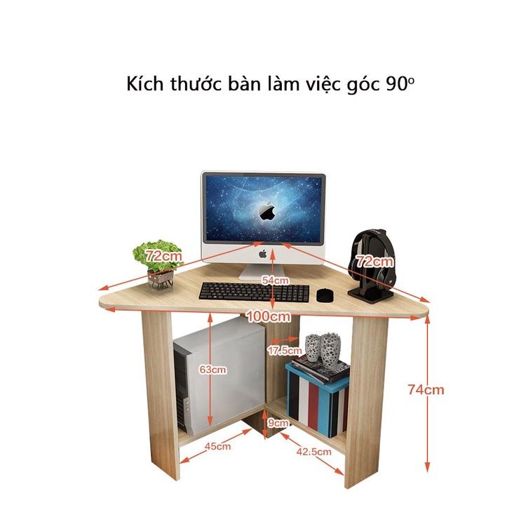 Bàn làm việc góc 90 độ hình tam giác có kệ sách tiết kiệm đối đa không gian Kagu TB009