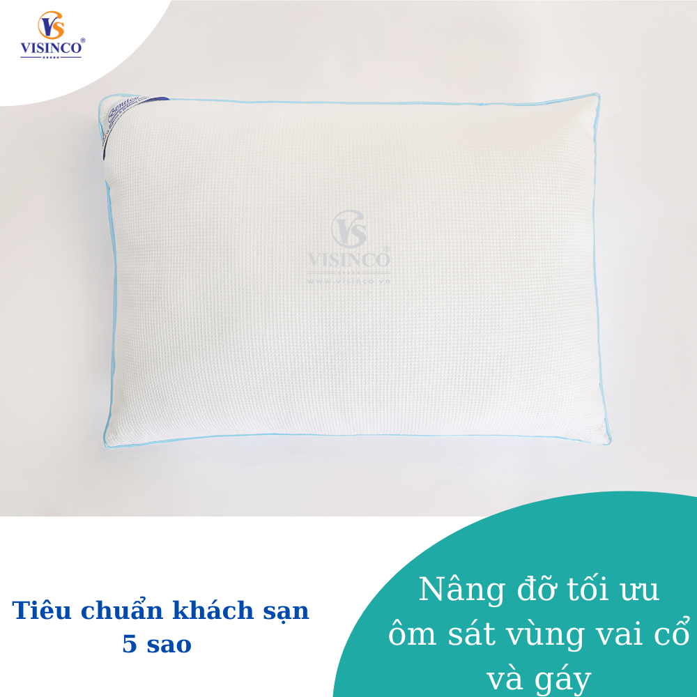 Cao Cấp Ruột Gối Wafle Microfiber 2 Viền  Chống Đau Mỏi Vai Gáy