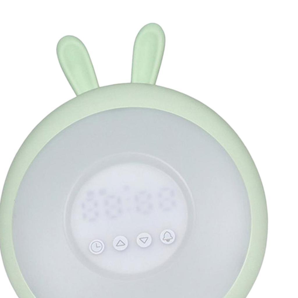 Night Light Clock for Kids, Cute Animal Bunny Nightlights for Baby Toddler Children Girls, Rechargeable 7 Changing Colors Table Lamp for Bedroom