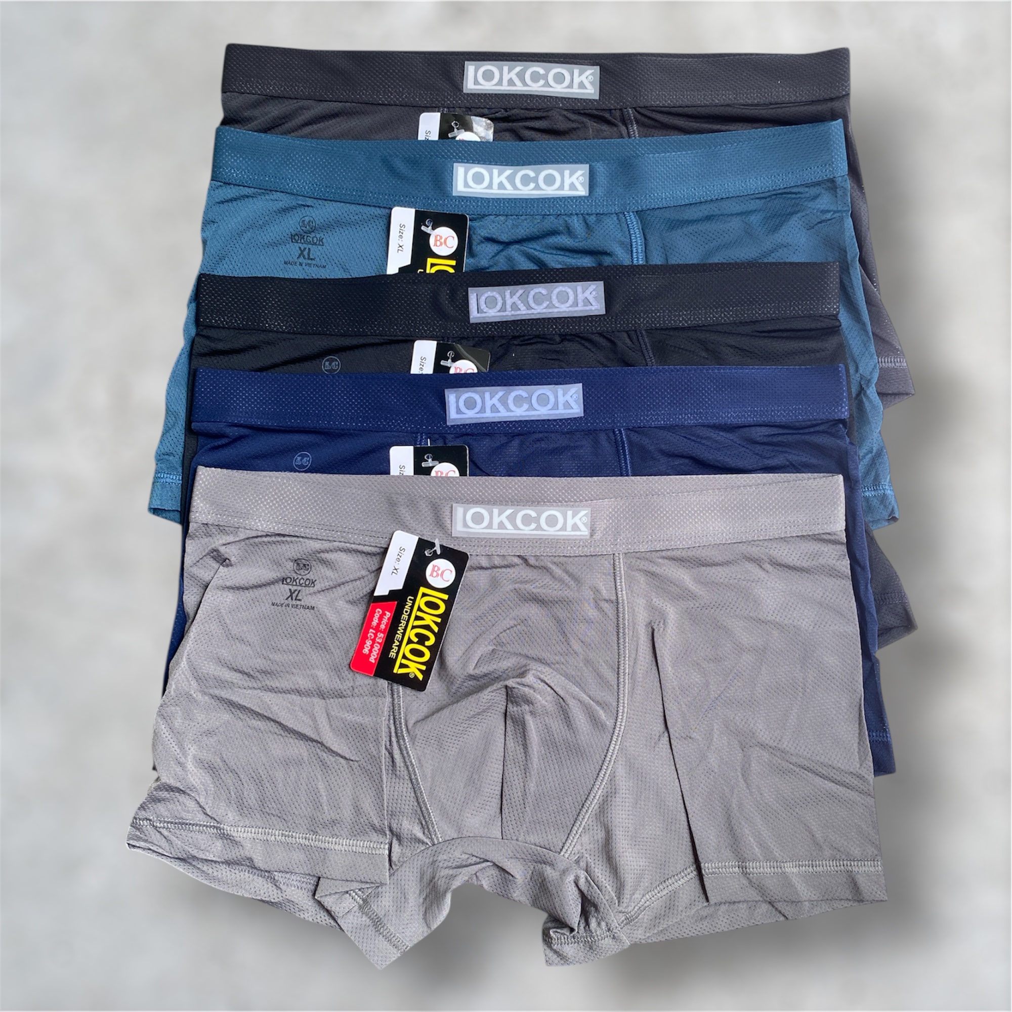 Combo 5 Quần Lót Đùi Nam Boxer Thun Lạnh Thông Hơi Trơn LokCok 906 Size M-3XL