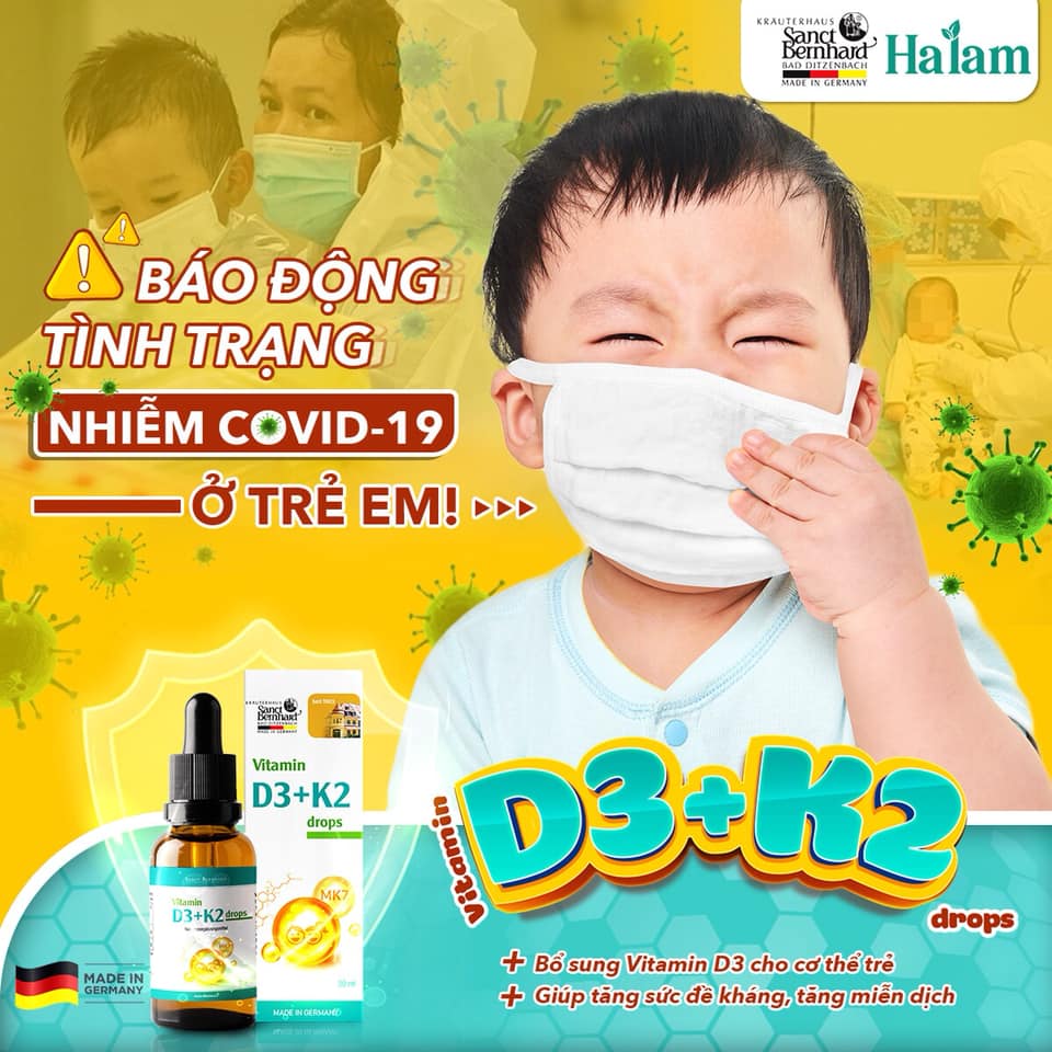 Vitamin D3 K2 MK7 Drops Sanct Bernhard tăng chiều cao, bổ sung canxi giúp xương răng chắc khỏe, bé ngủ ngon (Hộp 10ml)