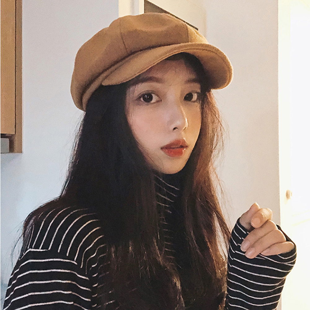 Mũ nồi nữ thu đông nón beret trơn có lưỡi trai vải dạ nỉ sang trọng nhiều màu Freesize - Smice House