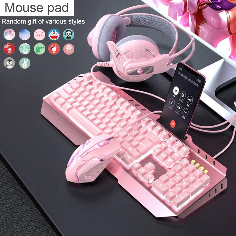 Gửi Miếng Lót Chuột Thao Túng Bộ Bàn Phím Và Chuột Máy Tính Chơi Game Bộ Trò Chơi Hồng Kim Loại Bàn Phím