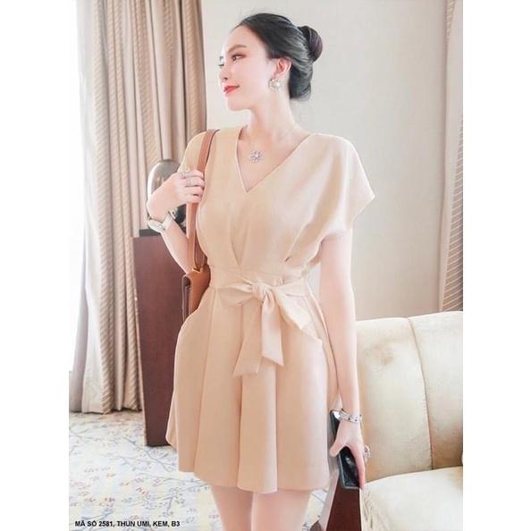 (Có bigsize) Set đồ liền jumpsuit cổ tim thắt eo nơ cho bạn nữ *2581