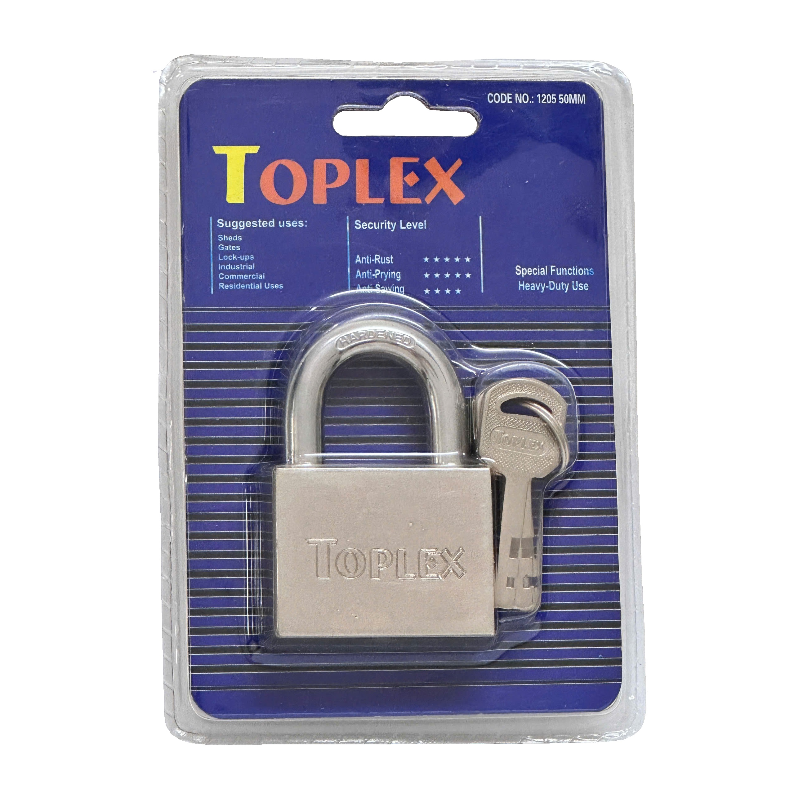 Ổ khóa TOPLEX 1205-50 mm cao cấp, khóa an toàn, chống chìa giả, chất liệu hợp kim thép, lõi hợp kim đồng