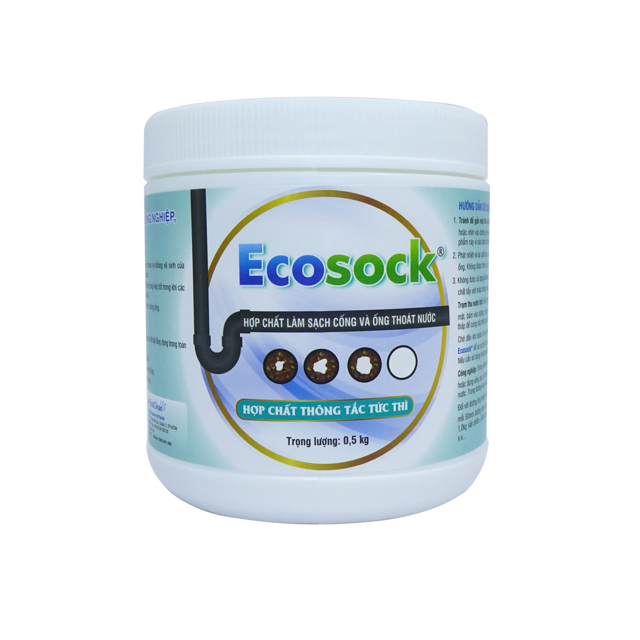 Bột Thông Tắc Cống, Đường Ống - EcoSock Hộp 0.5Kg - Hàng Chính Hãng Từ Mỹ