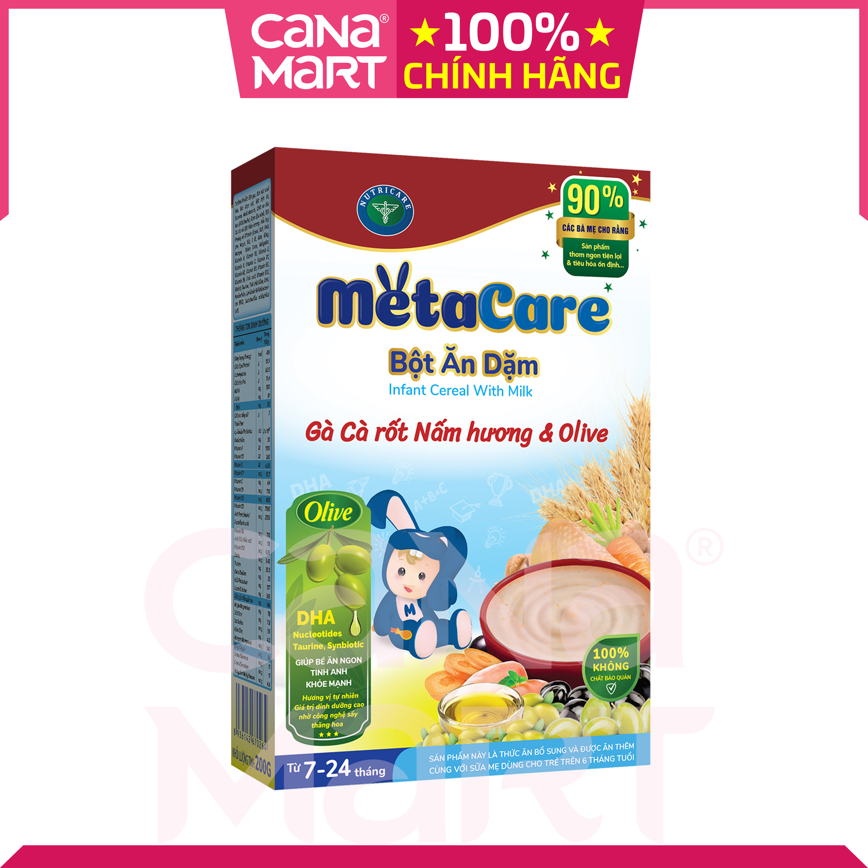 Bột ăn dặm tốt cho bé Nutricare Metacare Gà cà rốt nấm hương &amp; olive (200g)