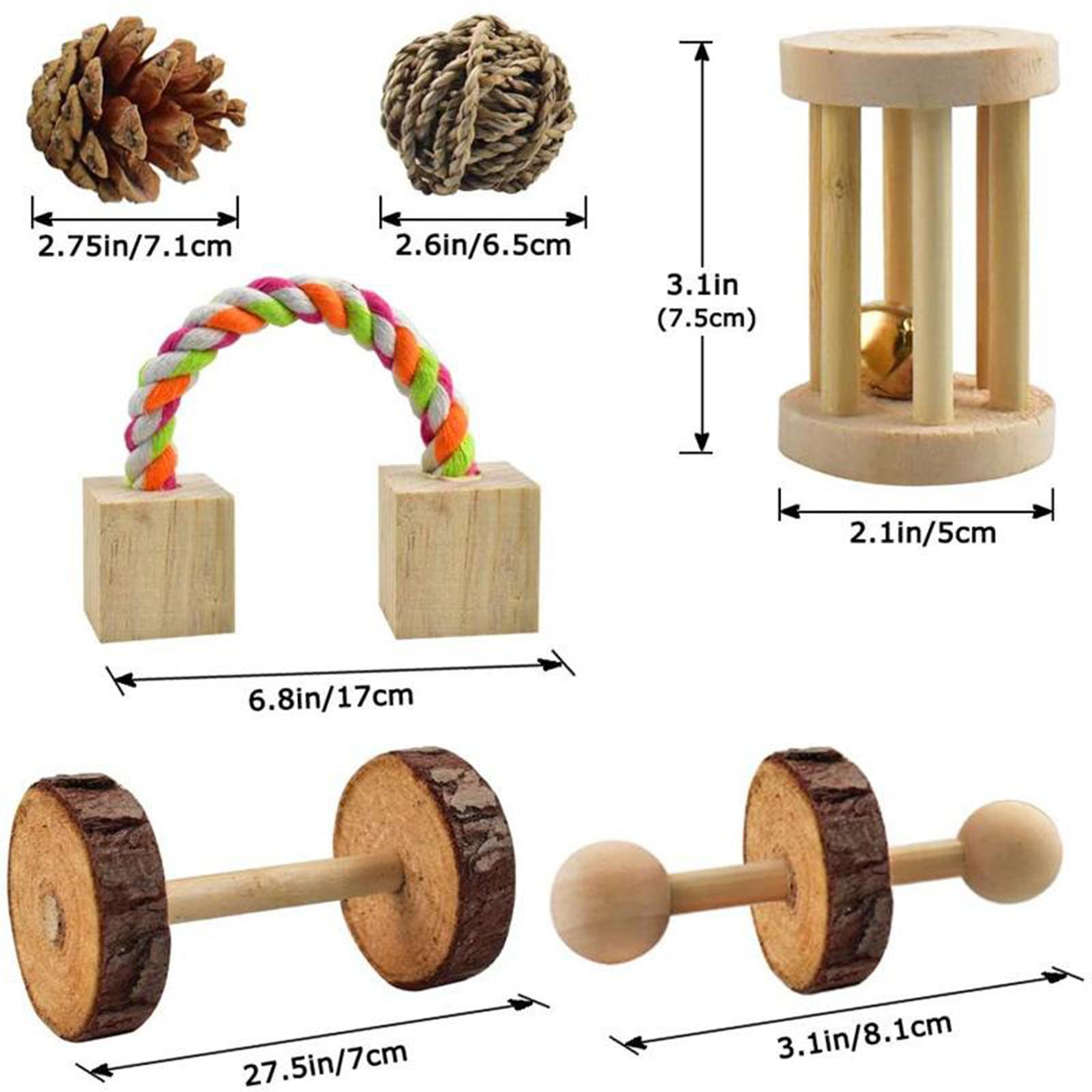 12 Packs Guinea Pig Toys Chinchilla Hamster Roller Rat Chews Toys Bunny Rabbits Exercise Wheels Molar Wooden for Teeth Pet Supplies