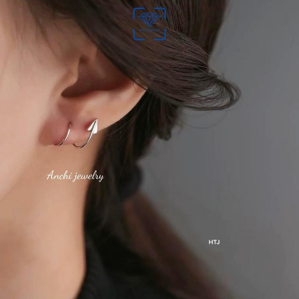 Bông tai, khuyên tai xoắn ốc ôm vành tai cho nam nữ cool ngầu cá tính bạc thật không đen, trang sức Anchi jewelry