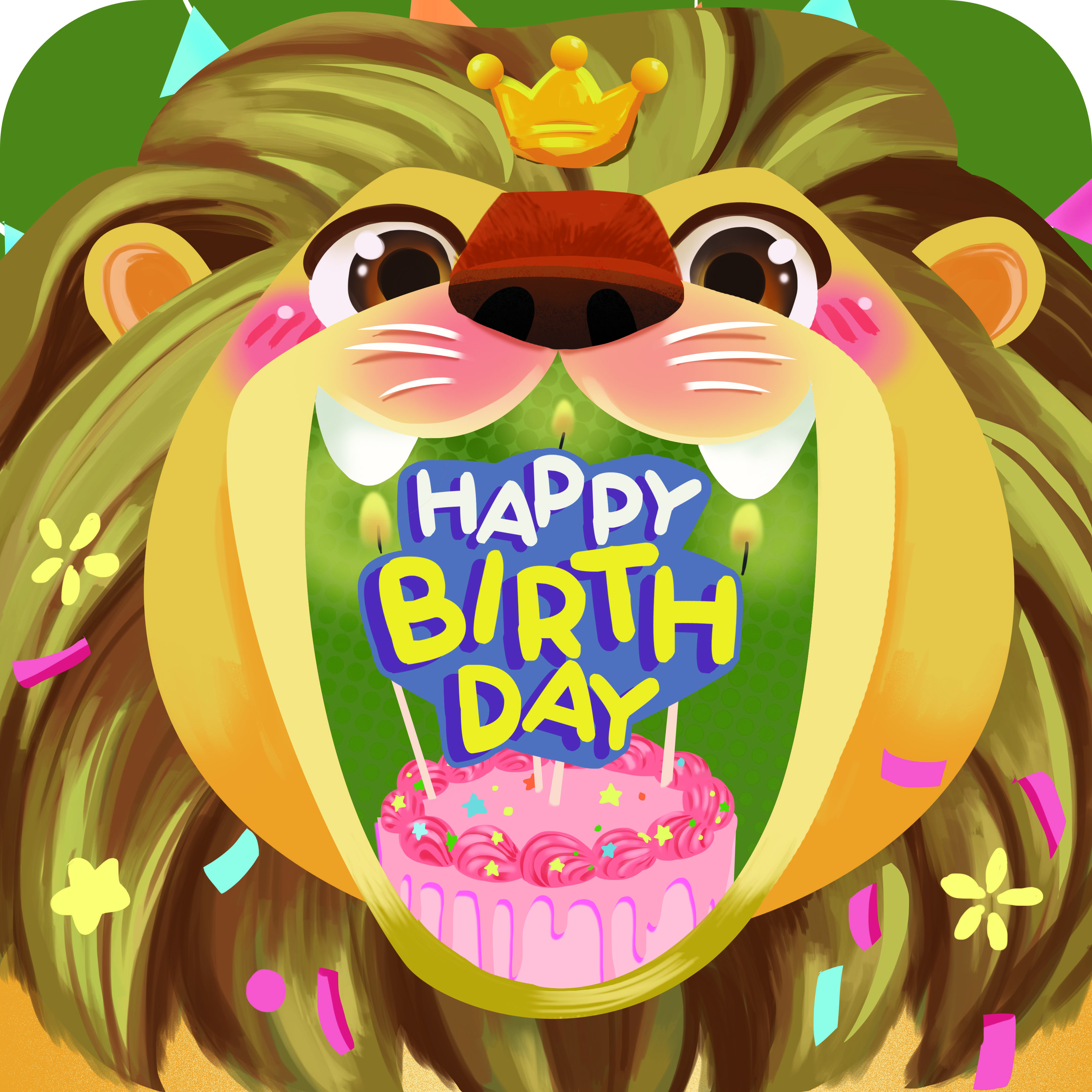 Thiệp Sinh Nhật Sư Tử