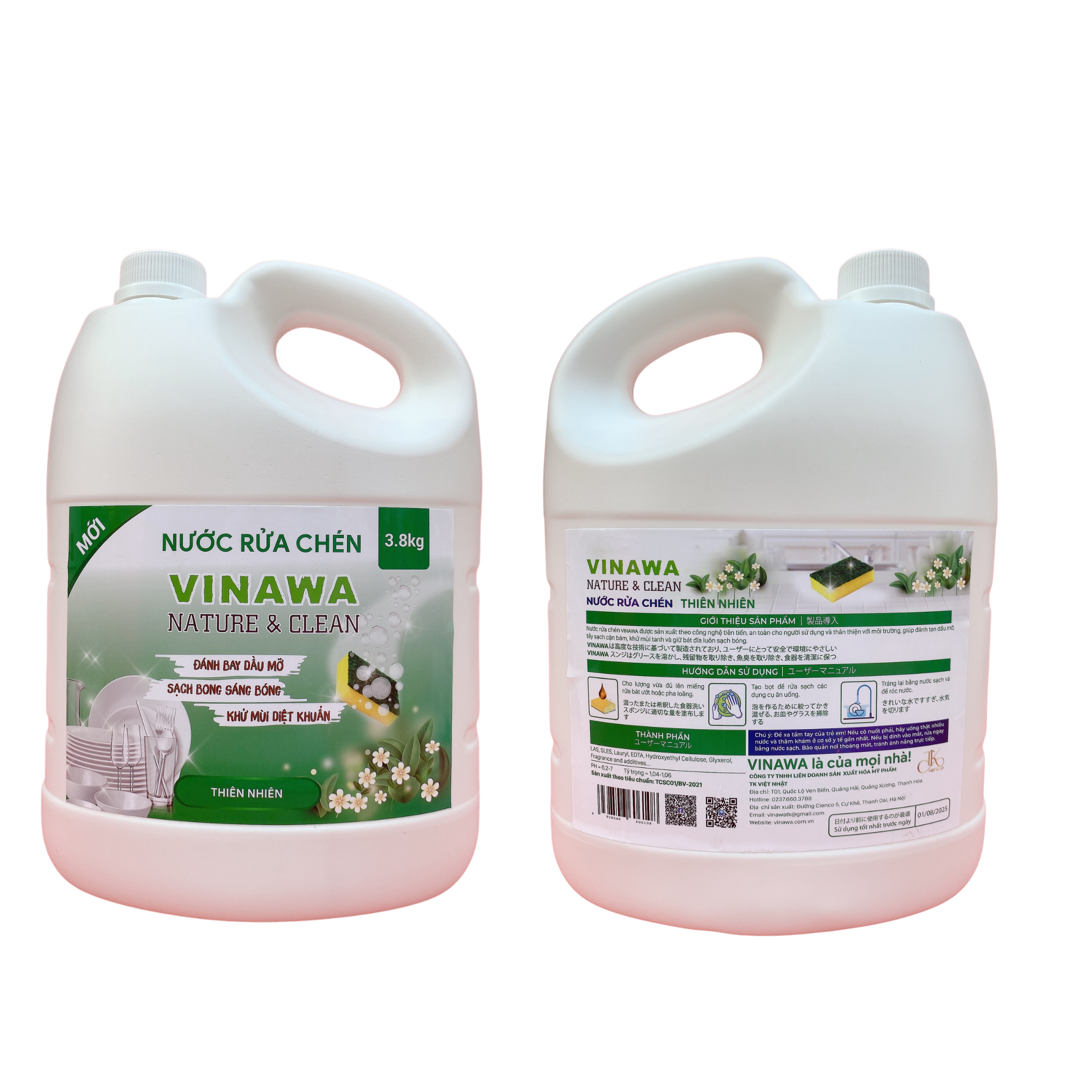 NƯỚC RỬA CHÉN KHÁNG KHUẨN 3.8KG - VINAWA