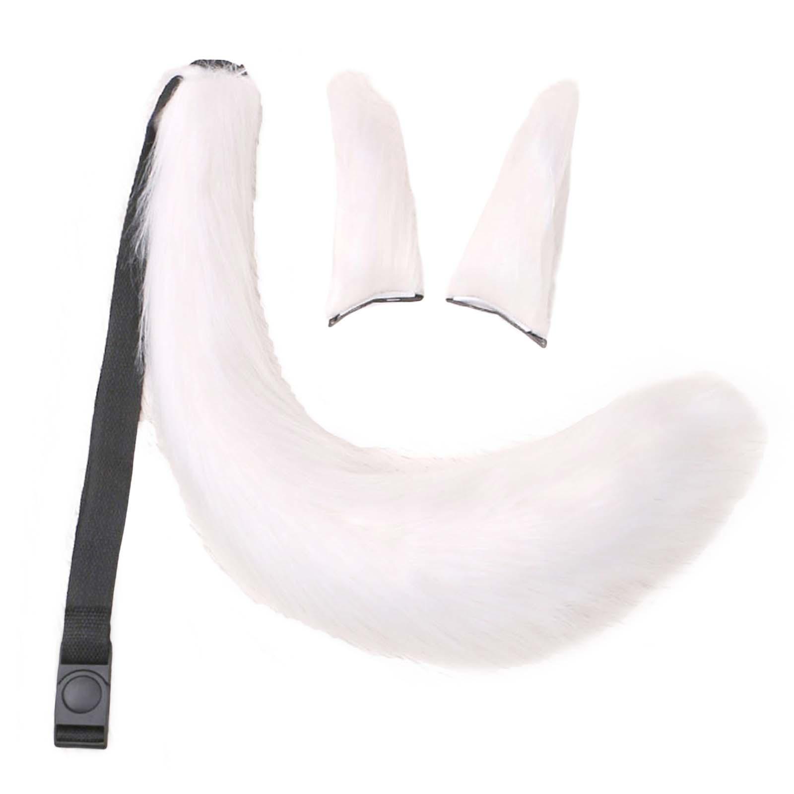 3x Plush Ears and Tail Set Lolita Cosplay Hair Accessories Headdress for Kids Adult