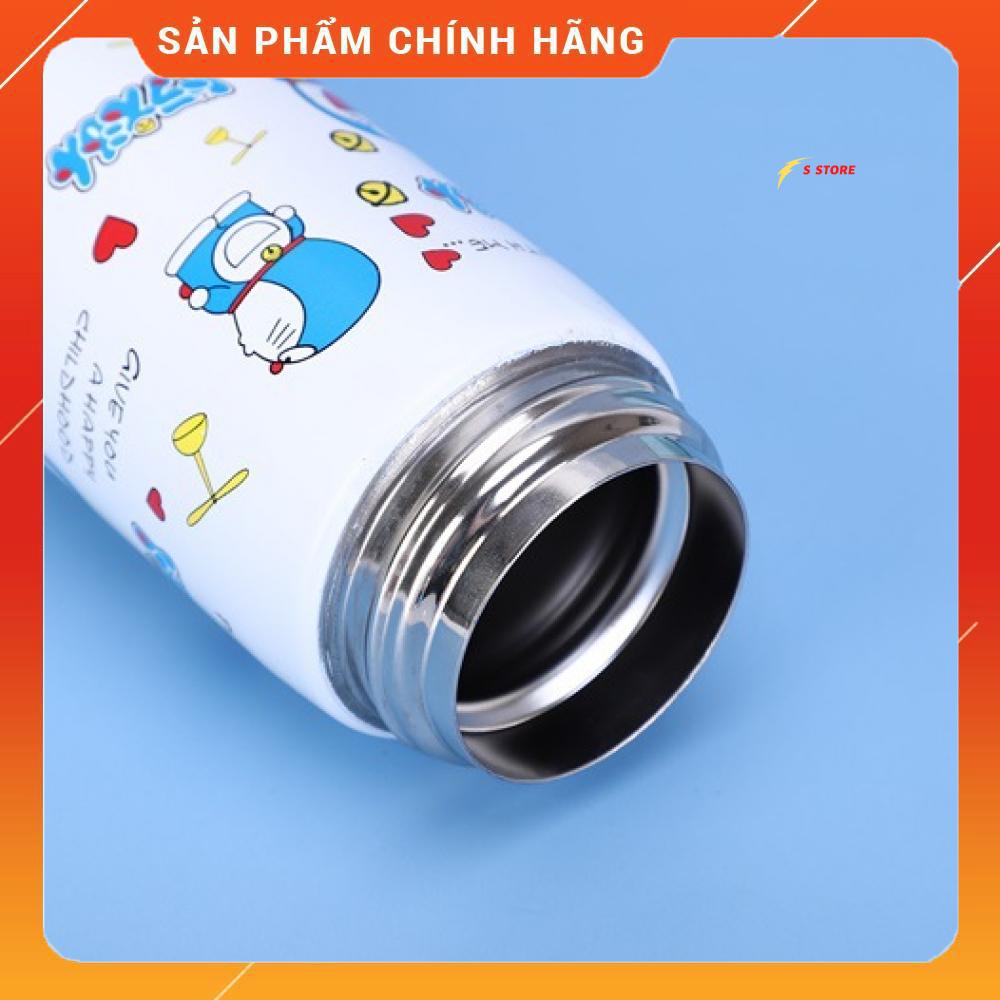 Bình Giữ Nhiệt 500ml In Hình Hoạt Hình Doremon Mèo KT Cho Bé,Cốc Đựng Nước Inox 304