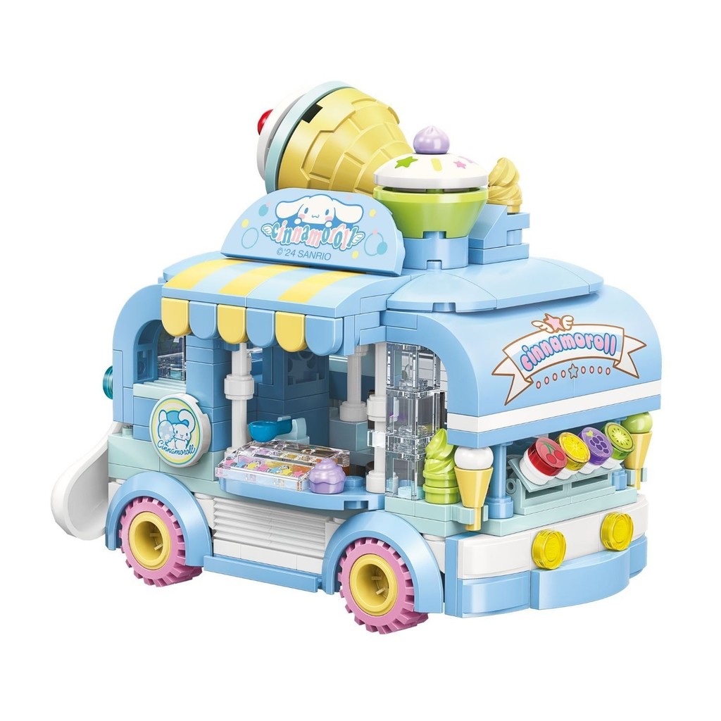 Đồ chơi - KEEPPLAY - 20847 Bộ đồ chơi xếp hình mô hình xe kem Cinnamoroll &amp; Pompompurin (KT 8.8x12.8x11cm)