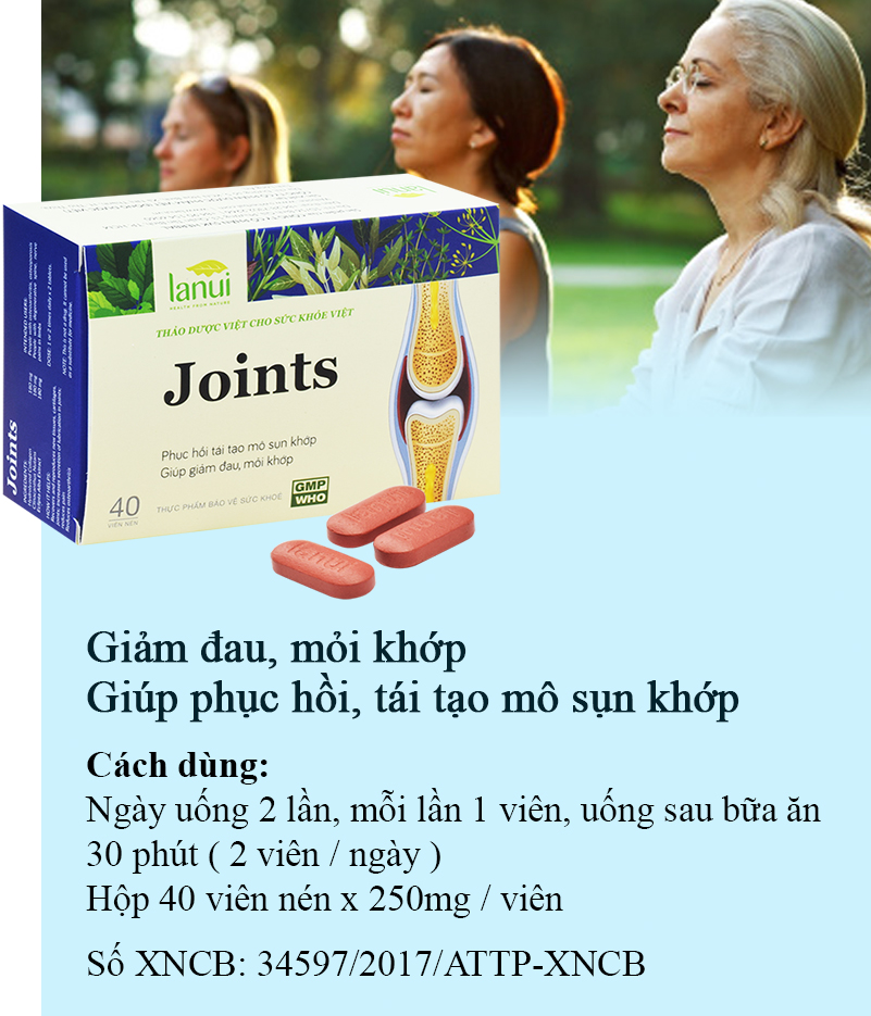 Thực Phẩm chức năng Viên Uống Bổ Sung Collagen Type I, II, III LANUI JOINTS phục hồi tái tạo mô sụn khớp (hộp 40 viên)