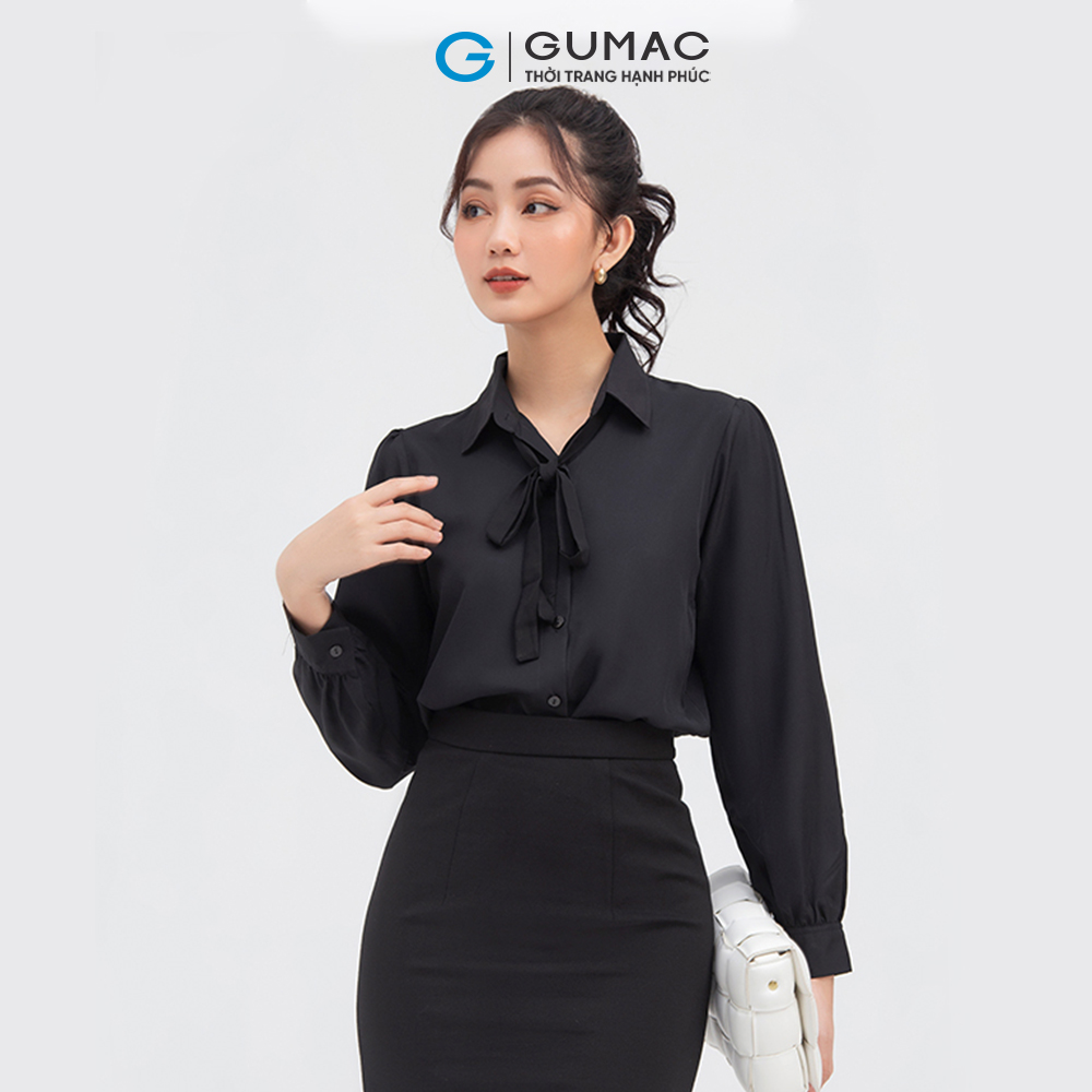 Áo sơ mi nữ đẹp hàng hiệu GUMAC thiết kế buột nơ AA910