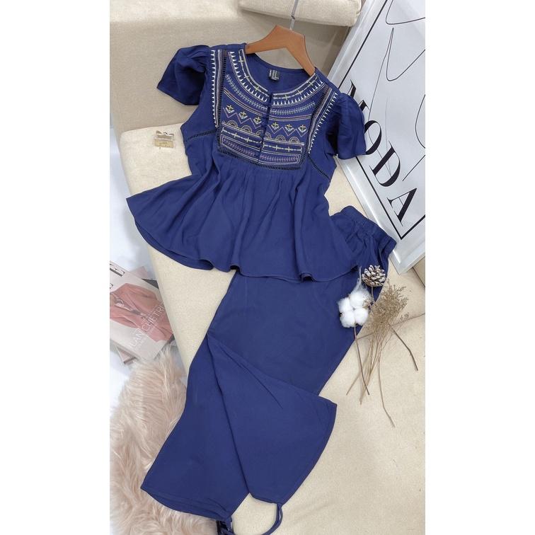 Đồ bộ tole F21 lửng babydoll thêu thổ cẩm(40-68kg)