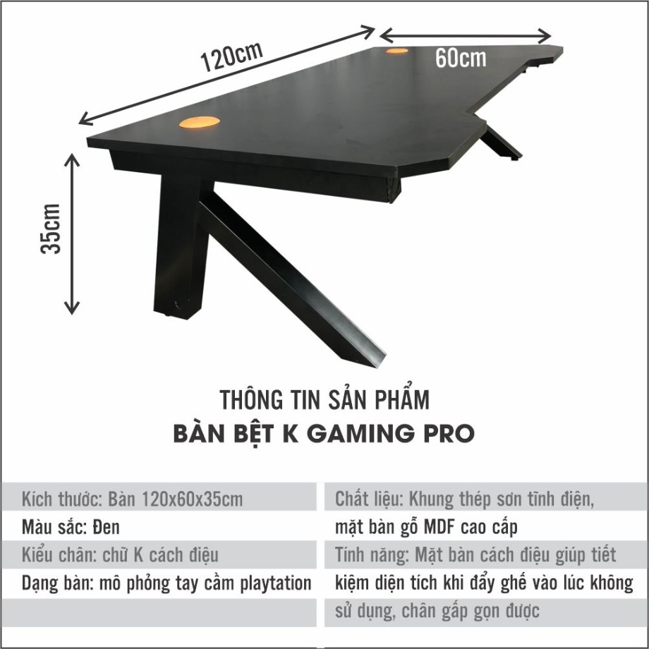 Bàn gỗ chân sắt chữ K gấp gọn, bàn làm việc FUFUTECH, lắp ráp sẵn, có lỗ đi dây, giao hoả tốc 2h