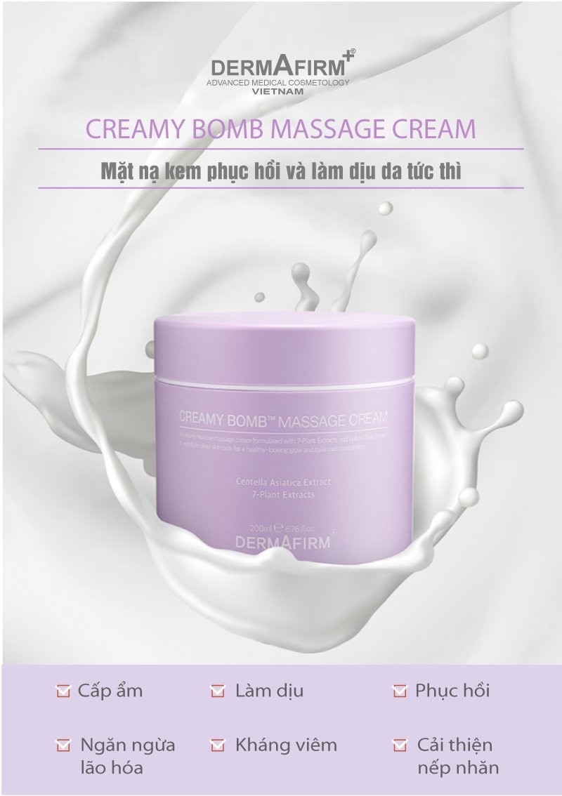 Kem massage phục hồi và làm dịu da tức thì Dermafirm Creamy Bomb Massage Cream 200ml