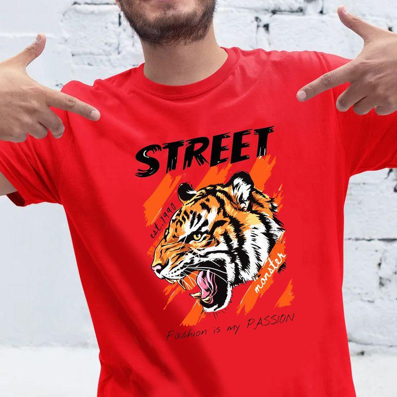 Áo thun unisex mặt hổ "Street fashion is my passion" vintage size XS-3XL 100% cotton