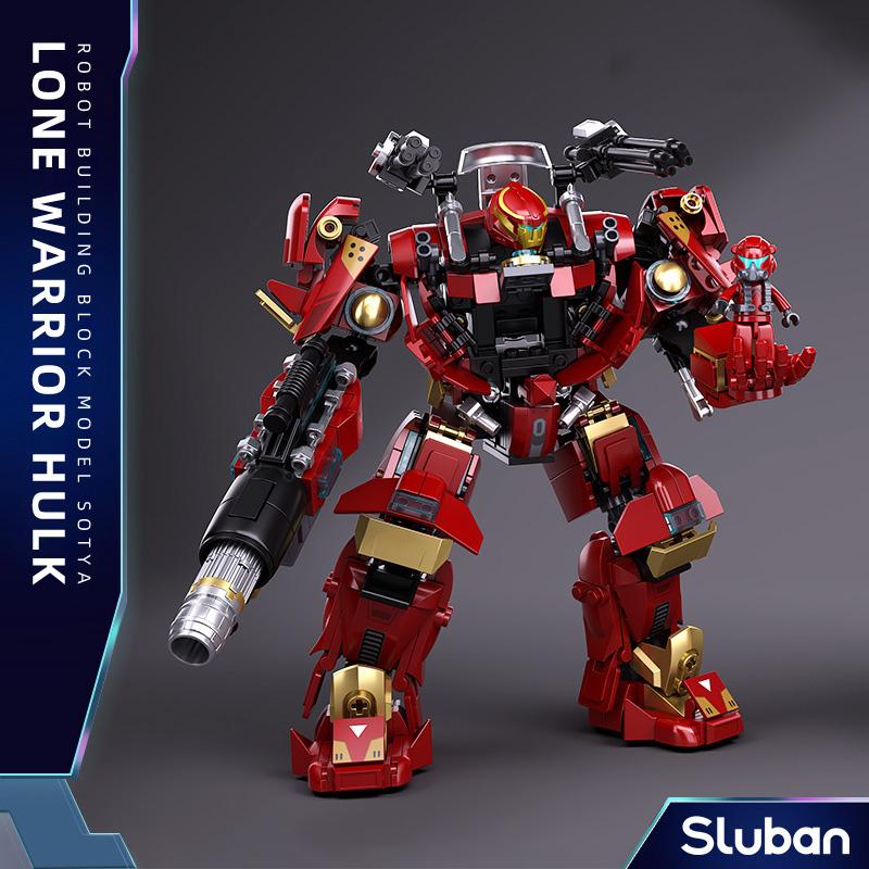 Đồ chơi Lắp ráp Lone Hulk, Sluban 1181 Mecha Master, Xếp hình thông minh, Mô hình người máy